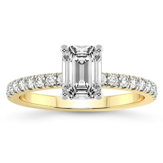 IGI Certified 3 Carat Emerald Shape Lab Grown Diamond Engagement Ring | 14K White Gold |Nomi Classic Eternity Lab Diamond Ring | FG-VS1-VS2 Quality Friendly Diamonds