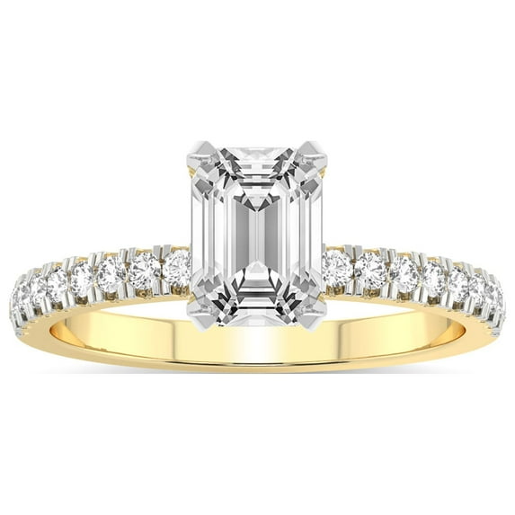 3 Carat IGI Certified Emerald Shape Lab Grown Diamond Engagement Ring | 14K Yellow Gold | Serena Eternity Lab Diamond Ring | FG-VS1-VS2 Quality Friendly Diamonds