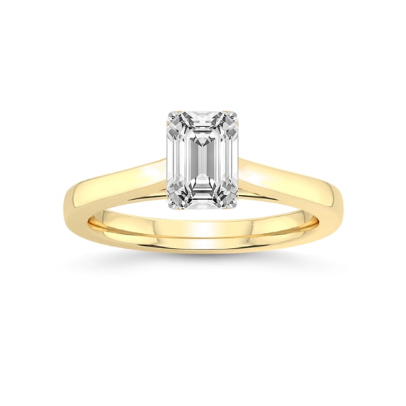 3 Carat IGI Certified Emerald Shape Lab Grown Diamond Engagement Ring | 14K Yellow Gold | Shye Petal Solitaire Lab Diamond Ring | FG-VS1-VS2 Quality Friendly Diamonds