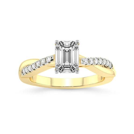3 Carat IGI Certified Emerald Shape Lab Grown Diamond Engagement Ring | 14K Yellow Gold | Twisted Vine Lab Diamond Ring | FG-VS1-VS2 Quality Friendly Diamonds