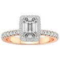 thumbnail image 1 of IGI Certified 3 Carat Emerald Shape Lab Grown Diamond Engagement Ring | 14K Rose Gold | Amarya Secret Double Halo Lab Diamond Ring | FG-VS1-VS2 Quality Friendly Diamonds, 1 of 6
