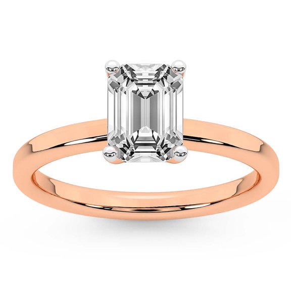 IGI Certified 3 Carat Emerald Shape Lab Grown Diamond Engagement Ring | 14K Rose Gold | Solitaire Diamond Ring | FG-VS1-VS2 Quality Friendly Diamonds