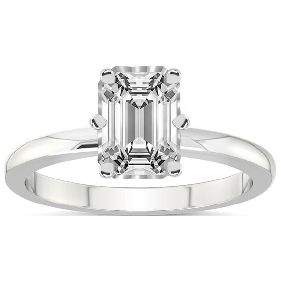 IGI Certified 3 Carat Emerald Shape Lab Grown Diamond Engagement Ring | 14K White Gold | Malissa Solitaire Diamond Ring | FG-VS1-VS2 Quality Friendly Diamonds