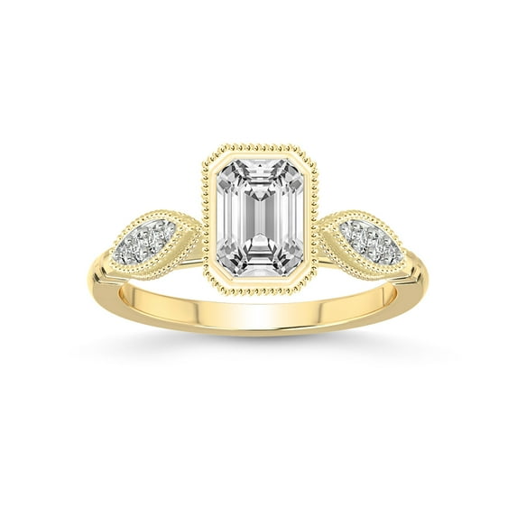 3 Carat | IGI Certified Emerald Shape Lab Grown Diamond Engagement Ring For Women 14K Yellow Gold | Lab Created Everly Vintage Bezel Diamond Engagement Ring | FG-VS1-VS2 Quality