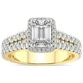 thumbnail image 1 of 3 Carat | IGI Certified Emerald Shape Lab Grown Diamond Engagement Ring For Women | 14K Yellow Gold | Lab Created Luna Split Shank Halo Diamond Engagement Ring | FG-VS1-VS2 Quality, 1 of 1