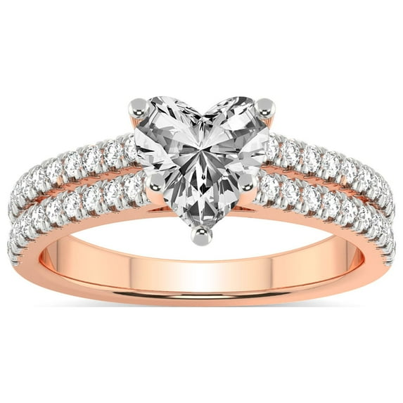 3 Carat IGI Certified Heart Shape Lab Grown Diamond Engagement Ring | 14K Rose Gold | Tosca Secret Halo Double Band Lab Diamond Ring | FG-VS1-VS2 Quality Friendly Diamonds