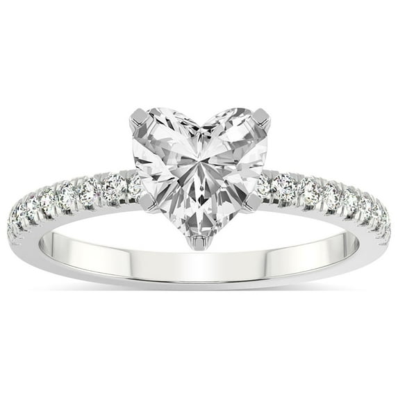 3 Carat IGI Certified Heart Shape Lab Grown Diamond Engagement Ring | 14K White Gold | Venetia Half Eternity Lab Diamond Ring | FG-VS1-VS2 Quality Friendly Diamonds