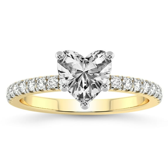 IGI Certified 3 Carat Heart Shape Lab Grown Diamond Engagement Ring | 14K Yellow Gold |Nomi Classic Eternity Lab Diamond Ring | FG-VS3-VS2 Quality Friendly Diamonds
