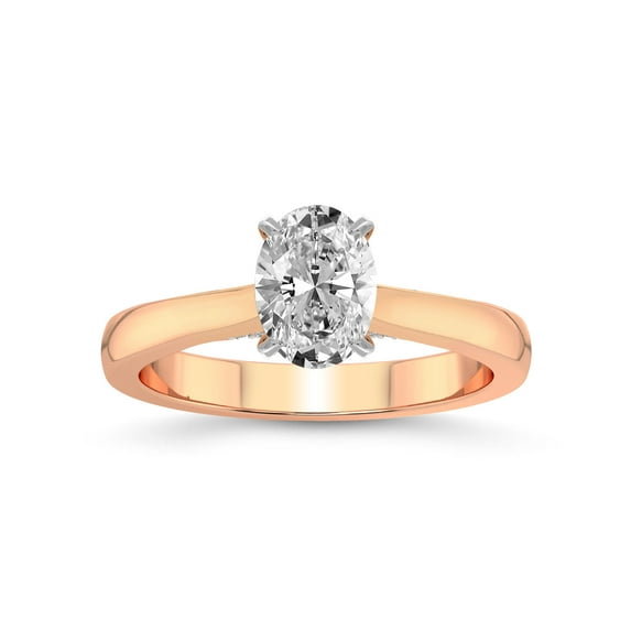 3 Carat IGI Certified Oval Shape Lab Grown Diamond Engagement Ring | 14K Rose Gold |Elsa Hidden Accents Solitaire Lab Diamond Ring | FG-VS1-VS2 Quality Friendly Diamonds