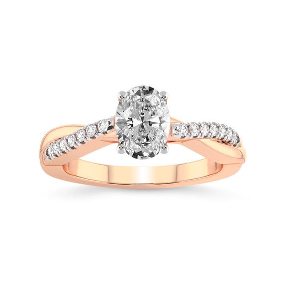 3 Carat IGI Certified Oval Shape Lab Grown Diamond Engagement Ring | 14K Rose Gold | Twisted Vine Lab Diamond Ring | FG-VS1-VS2 Quality Friendly Diamonds