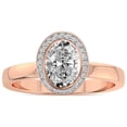 thumbnail image 1 of 3 Carat IGI Certified Oval Shape Lab Grown Diamond Engagement Ring | 14K Rose Gold | Upturned Dome Bezel Halo Lab Diamond Ring | FG-VS1-VS2 Quality Friendly Diamonds, 1 of 6
