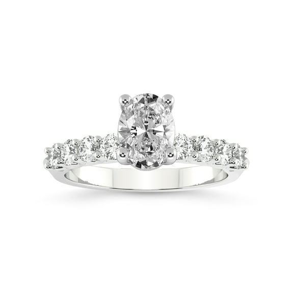 IGI Certified 3 Carat Oval Shape Lab Grown Diamond Engagement Ring | 14K White Gold | Cassidy Entwined Prongs Lab Diamond Ring | FG-VS1-VS2 Quality Friendly Diamonds