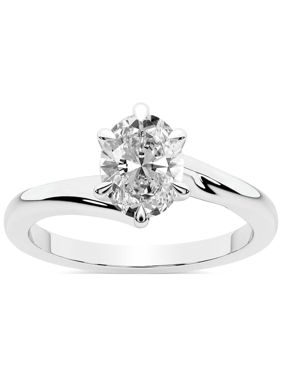 IGI Certified 3 Carat Oval Shape Lab Grown Diamond Engagement Ring | 14K White Gold | Seraphina Twist Prongs Solitaire Diamond Ring | FG-VS1-VS2 Quality Friendly Diamonds