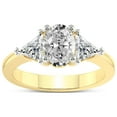 thumbnail image 1 of 3 Carat IGI Certified Oval Shape Lab Grown Diamond Engagement Ring | 14K Yellow Gold |Caroline Three Stone Side Trillion Diamond Ring | FG-VS1-VS2 Quality Friendly Diamonds, 1 of 5
