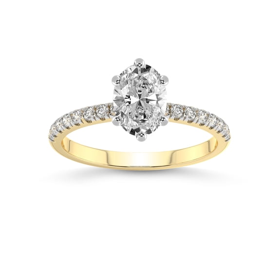 3 Carat IGI Certified Oval Shape Lab Grown Diamond Engagement Ring | 14K Yellow Gold | Olivia Secret Halo Lab Diamond Ring | FG-VS1-VS2 Quality Friendly Diamonds