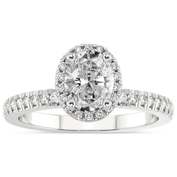 IGI Certified 3 Carat Oval Shape Lab Grown Diamond Engagement Ring | 14K White Gold |Elle Classic Halo Diamond Ring | FG-VS1-VS2 Quality Friendly Diamonds