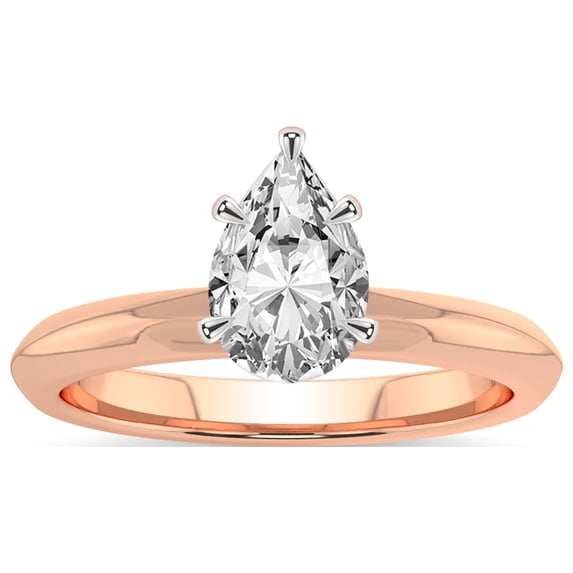 IGI Certified 3 Carat Pear Shape Lab Grown Diamond Engagement Ring | 14K Rose Gold | Alora Solitaire Diamond Ring | FG-VS1-VS2 Quality Friendly Diamonds