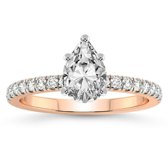 IGI Certified 3 Carat Pear Shape Lab Grown Diamond Engagement Ring | 14K Rose Gold |Nomi Classic Eternity Lab Diamond Ring | FG-VS1-VS2 Quality Friendly Diamonds