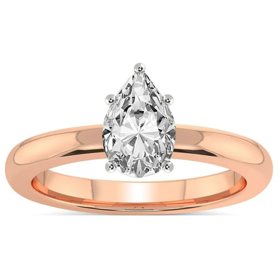 IGI Certified 3 Carat Pear Shape Lab Grown Diamond Engagement Ring | 14K Rose Gold |Quinn Solitaire Diamond Ring | FG-VS Quality Friendly Diamonds
