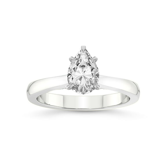 3 Carat IGI Certified Pear Shape Lab Grown Diamond Engagement Ring | 14K White Gold |Elsa Hidden Accents Solitaire Lab Diamond Ring | FG-VS1-VS2 Quality Friendly Diamonds