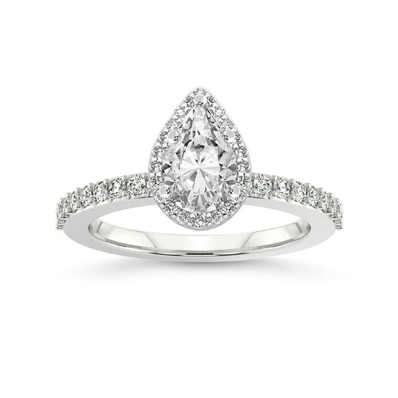 3 Carat IGI Certified Pear Shape Lab Grown Diamond Engagement Ring | 14K White Gold | Lumina Halo Diamond Eternity Lab Diamond Ring | FG-VS1-VS2 Quality Friendly Diamonds