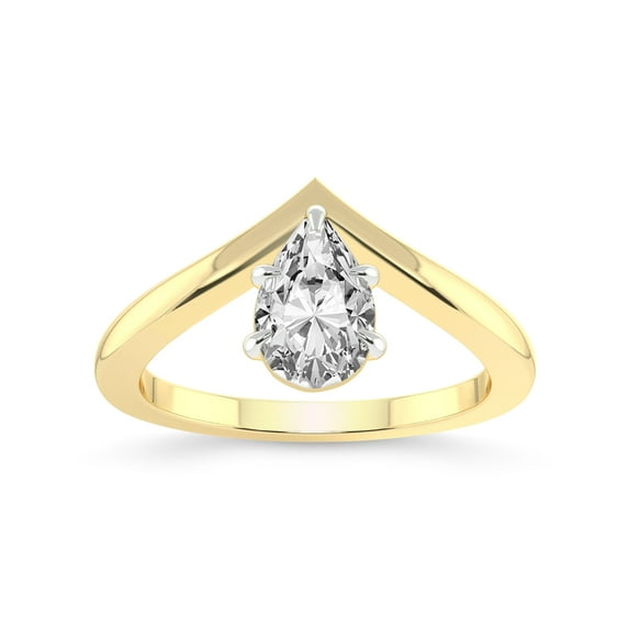 IGI Certified 3 Carat Pear Shape Lab Grown Diamond Engagement Ring | 14K White Gold | Janes Chevron Lab Diamond Ring | FG-VS1-VS2 Quality Friendly Diamonds
