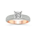 thumbnail image 1 of 3 Carat IGI Certified Princess Shape Lab Grown Diamond Engagement Ring | 14K Rose Gold | Amira Luxe Secret Double Halo Lab Diamond Ring | FG-VS1-VS2 Quality Friendly Diamonds, 1 of 5