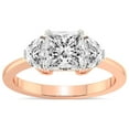thumbnail image 1 of 3 Carat IGI Certified Princess Shape Lab Grown Diamond Engagement Ring | 14K Rose Gold | Antonia Three Stone Half Moonset Diamond Ring | FG-VS1-VS2 Quality Friendly Diamonds, 1 of 5