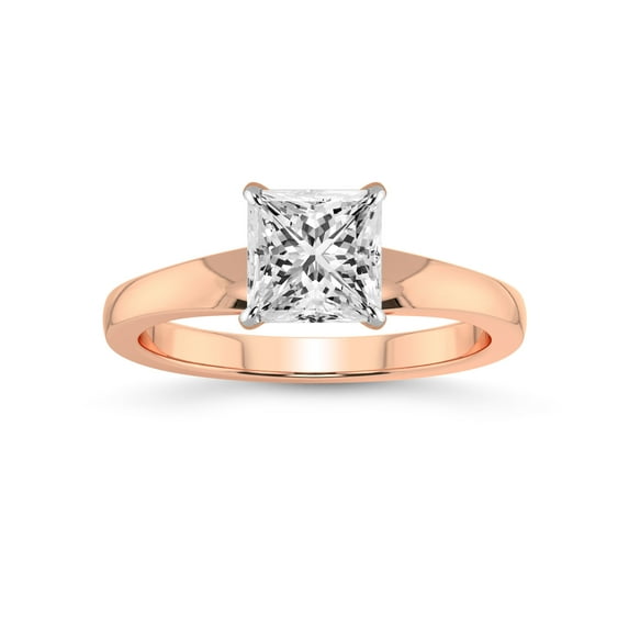 3 Carat IGI Certified Princess Shape Lab Grown Diamond Engagement Ring | 14K Rose Gold | Arielle Solitaire Lab Diamond Ring | FG-VS1-VS2 Quality Friendly Diamonds