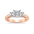 thumbnail image 1 of IGI Certified 3 Carat Princess Shape Lab Grown Diamond Engagement Ring | 14K Rose Gold |Denise Three stone Side Emerald Lab Diamond Ring | FG-VS1-VS2 Quality Friendly Diamonds, 1 of 6