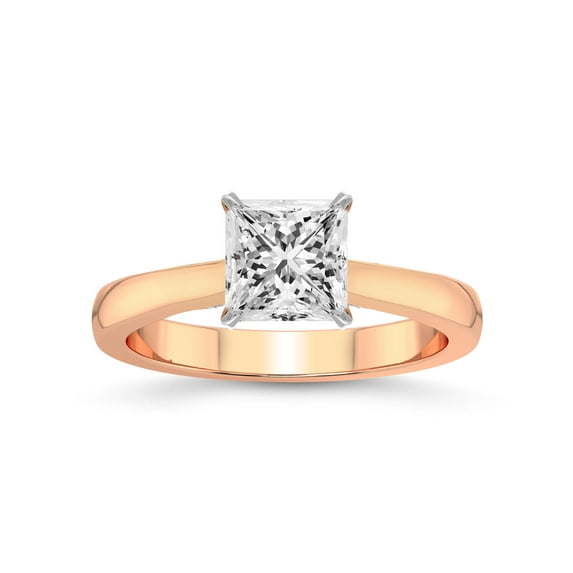 3 Carat IGI Certified Princess Shape Lab Grown Diamond Engagement Ring | 14K Rose Gold |Elsa Hidden Accents Solitaire Lab Diamond Ring | FG-VS1-VS2 Quality Friendly Diamonds