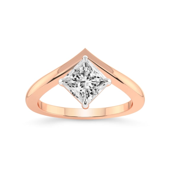 IGI Certified 3 Carat Princess Shape Lab Grown Diamond Engagement Ring | 14K Rose Gold | Janes Chevron Lab Diamond Ring | FG-VS1-VS2 Quality Friendly Diamonds
