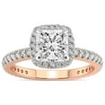 thumbnail image 1 of 3 Carat IGI Certified Princess Shape Lab Grown Diamond Engagement Ring | 14K Rose Gold |Klarissa Halo Diamond Eternity Lab Diamond Ring | FG-VS1-VS2 Quality Friendly Diamonds, 1 of 5