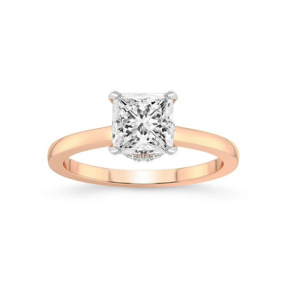 3 Carat IGI Certified Princess Shape Lab Grown Diamond Engagement Ring | 14K Rose Gold | Mystic Secret Halo Lab Diamond Ring | FG-VS1-VS2 Quality Friendly Diamonds