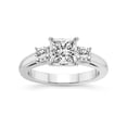 thumbnail image 1 of 3 Carat IGI Certified Princess Shape Lab Grown Diamond Engagement Ring | 14K White Gold | Emery Three Stone With Cushion Shape Side Lab Diamond Ring | FG-VS1-VS2 Quality Friendly Diamonds, 1 of 5