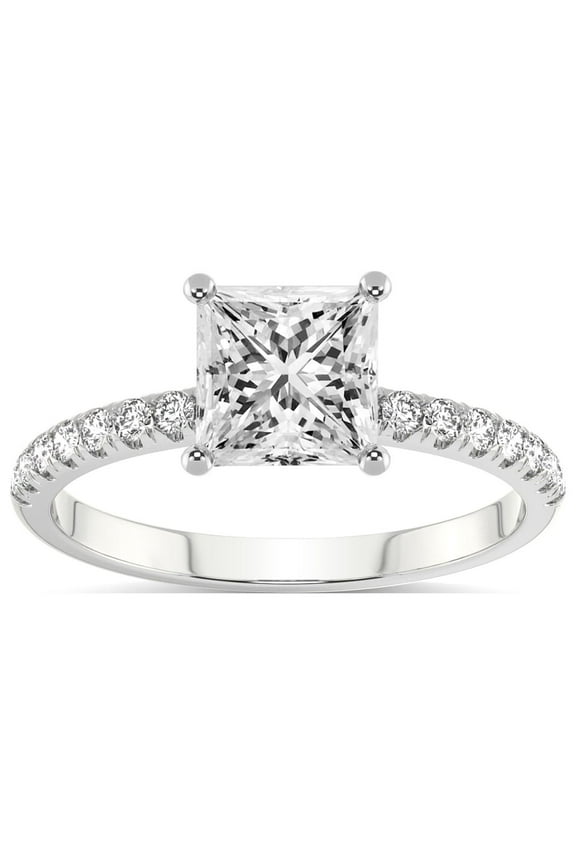 3 Carat IGI Certified Princess Shape Lab Grown Diamond Engagement Ring | 14K White Gold | Olivia Secret Halo Lab Diamond Ring | FG-VS1-VS2 Quality Friendly Diamonds