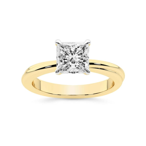 3 Carat IGI Certified Princess Shape Lab Grown Diamond Engagement Ring | 14K Yellow Gold | Juniper Crossover Solitaire Diamond Ring | FG-VS1-VS2 Quality Friendly Diamonds