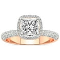 thumbnail image 1 of 3 Carat | IGI Certified Princess Shape Lab Grown Diamond Engagement Ring For Women | 14K Rose Gold | Lab Created Kathrine Halo Diamond Engagement Ring | FG-VS1-VS2 Quality, 1 of 4