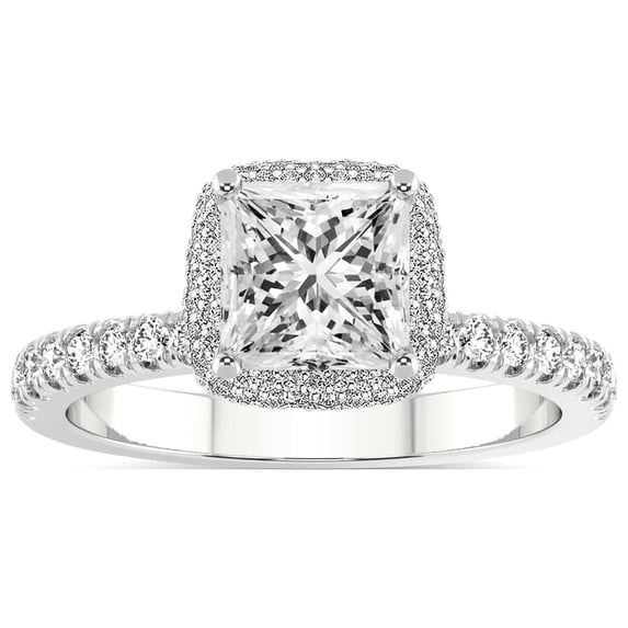 IGI Certified 3 Carat Princess Shape Lab Grown Diamond Engagement Ring | 14K White Gold | Amarya Secret Double Halo Lab Diamond Ring | FG-VS1-VS2 Quality Friendly Diamonds