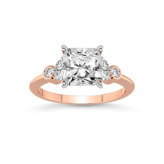 3 Carat IGI Certified Radiant Shape Lab Grown Diamond Engagement Ring | 14K Rose Gold |Amore Side Stone Lab Diamond Ring | FG-VS1-VS2 Quality Friendly Diamonds