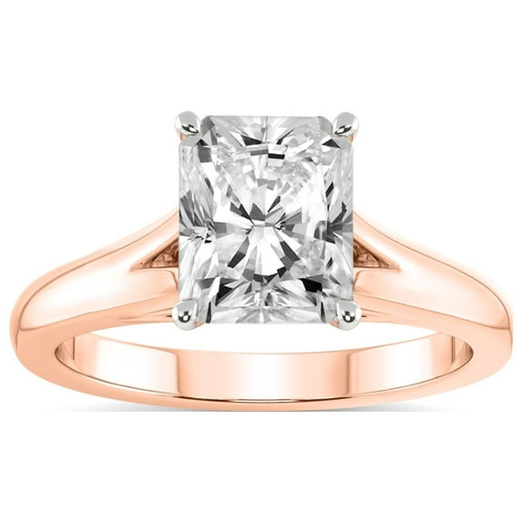 IGI Certified 3 Carat Radiant Shape Lab Grown Diamond Engagement Ring | 14K Rose Gold | Cathedral Split Shank Solitaire Diamond Ring | FG-VS1-VS2 Quality Friendly Diamonds