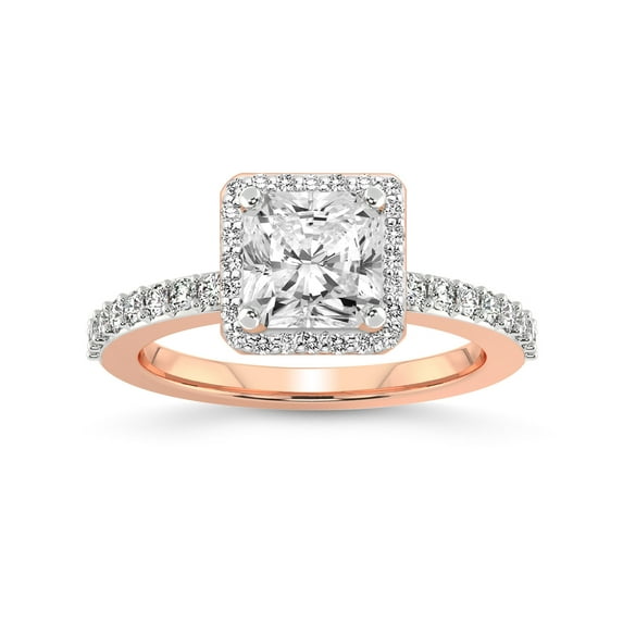 3 Carat IGI Certified Radiant Shape Lab Grown Diamond Engagement Ring | 14K Rose Gold | Lumina Halo Diamond Eternity Lab Diamond Ring | FG-VS1-VS2 Quality Friendly Diamonds