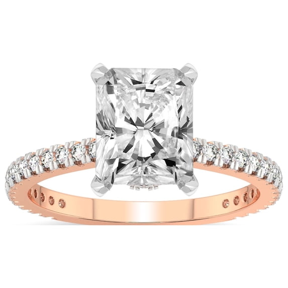 3 Carat IGI Certified Radiant Shape Lab Grown Diamond Engagement Ring | 14K Rose Gold | Myra Secret Halo Lab Diamond Ring | FG-VS1-VS2 Quality Friendly Diamonds