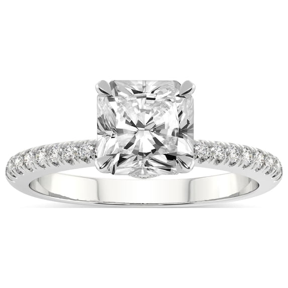 3 Carat IGI Certified Radiant Shape Lab Grown Diamond Engagement Ring | 14K White Gold | Etienne Secret Halo Lab Diamond Ring | FG-VS1-VS2 Quality Friendly Diamonds