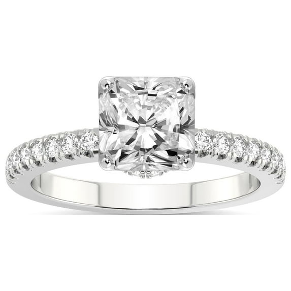 3 Carat IGI Certified Radiant Shape Lab Grown Diamond Engagement Ring | 14K White Gold | Galen Secret Halo Lab Diamond Ring | FG-VS1-VS2 Quality Friendly Diamonds