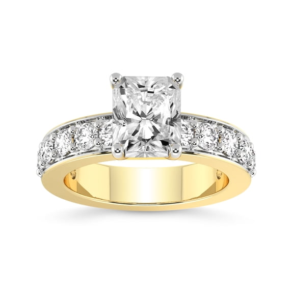 IGI Certified 3 Carat Radiant Shape Lab Grown Diamond Engagement Ring | 14K White Gold | Adele Side Stone Lab Diamond Ring | FG-VS1-VS2 Quality Friendly Diamonds