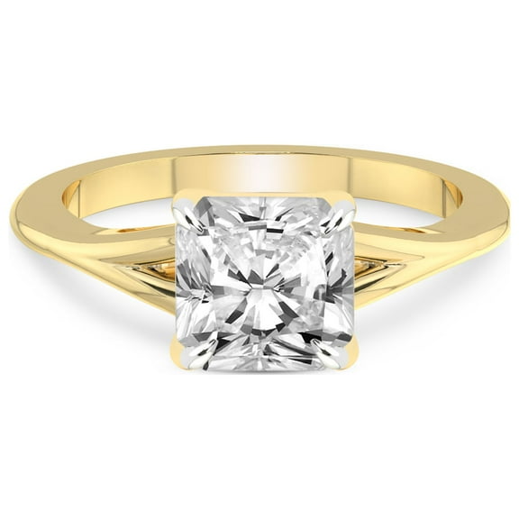 3 Carat IGI Certified Radiant Shape Lab Grown Diamond Engagement Ring | 14K Yellow Gold | Cynthia Split Shank Lab Diamond Ring | FG-VS1-VS2 Quality Friendly Diamonds