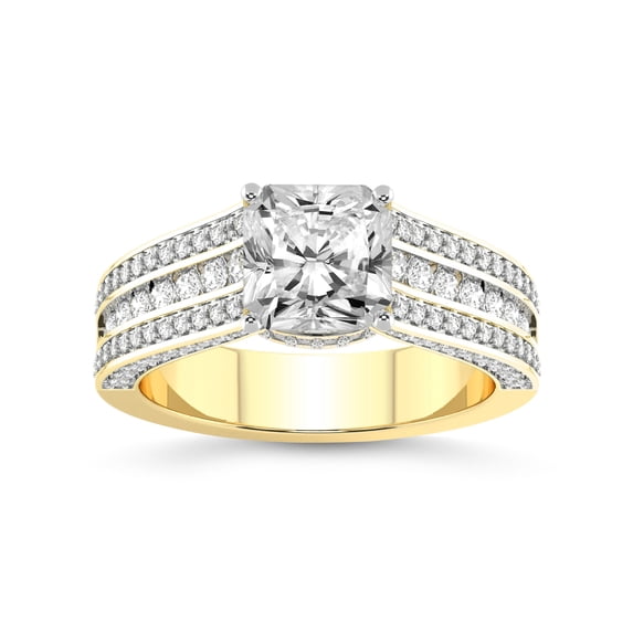 3 Carat IGI Certified Radiant Shape Lab Grown Diamond Engagement Ring | 14K Yellow Gold | Idris Secret Halo Lab Diamond Ring | FG-VS1-VS2 Quality Friendly Diamonds