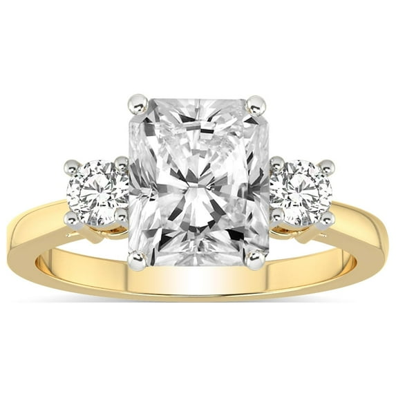 IGI Certified 3 Carat Radiant Shape Lab Grown Diamond Engagement Ring | 14K White Gold | Intricacy Three Stone Lab Diamond Ring | FG-VS1-VS2 Quality Friendly Diamonds