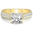 thumbnail image 1 of 3 Carat IGI Certified Radiant Shape Lab Grown Diamond Engagement Ring | 14K Yellow Gold | Sandra Side Stone Lab Diamond Ring | FG-VS1-VS2 Quality Friendly Diamonds Ring Size 8, 1 of 4
